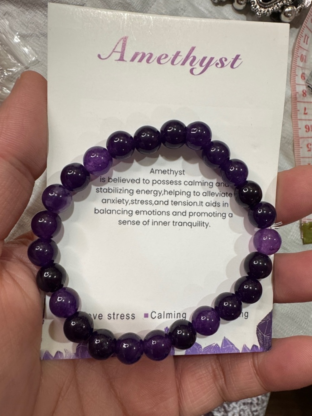 Amethyst Purple Beaded Stretch Bracelet